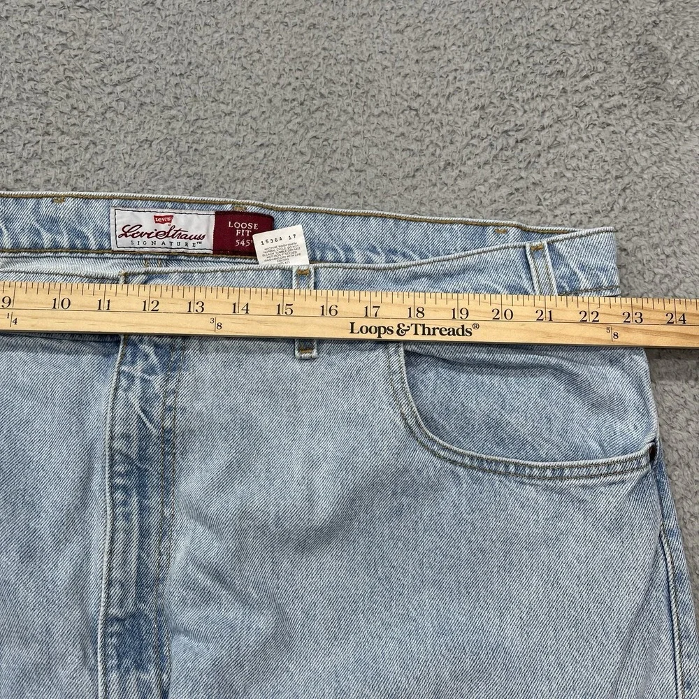 Levi's 545 Jeans Mens 45x28 Loose Fit Vintage 90s Black Bat‎ Wing Leather Tab